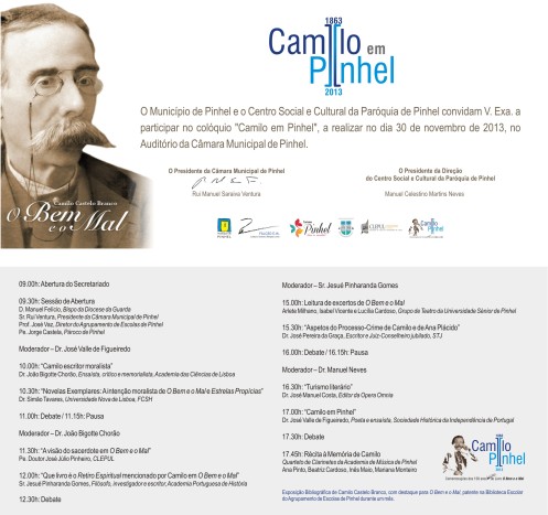 Convite Colóquio Camilo em Pinhel
